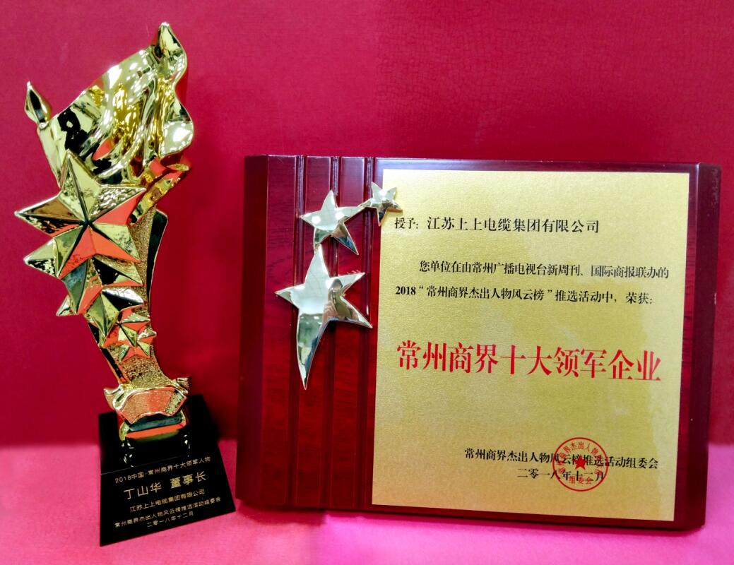 2018年12月6日，丁山華董事長榮獲“常州商界十大領(lǐng)軍人物”